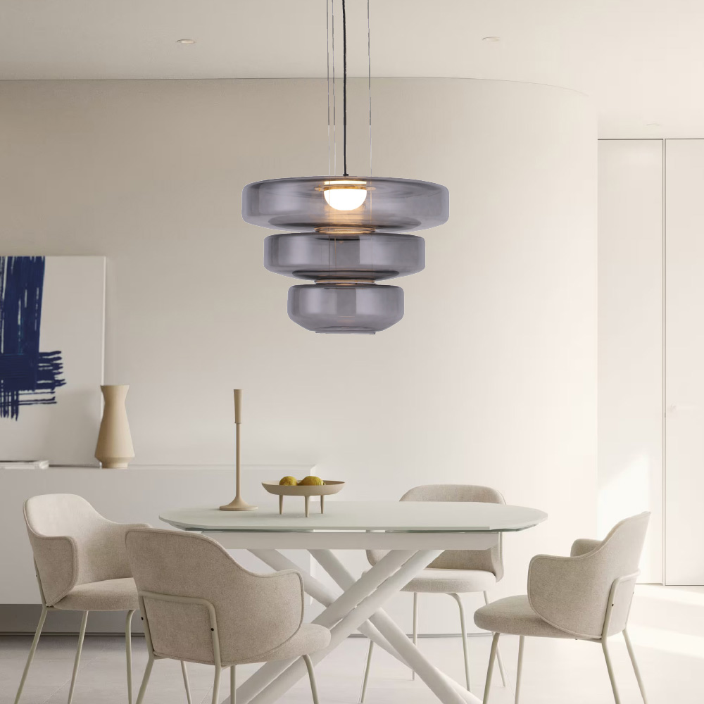 Κρεμαστό φωτιστικό από φιμέ γυαλί 12W 1644LM 3000K D:45x33cm 4070-Smoky